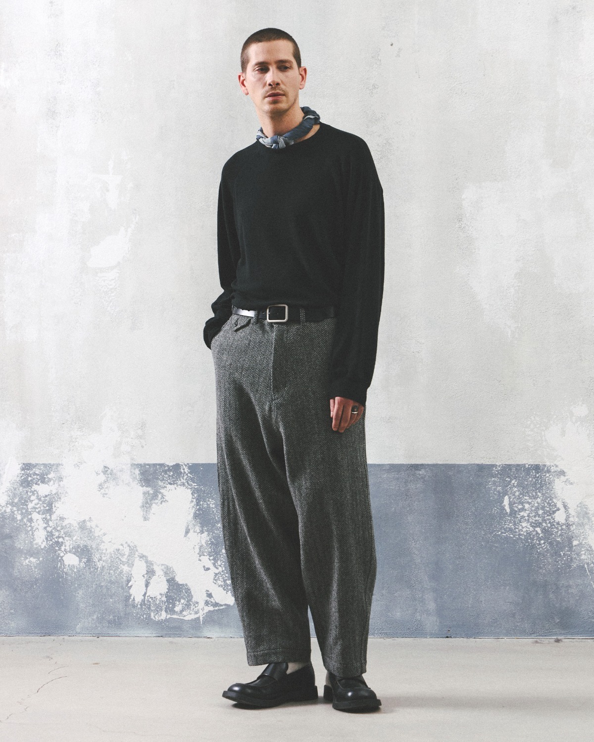 WOOL BINDER L.S T-SHIRTS / BLACK