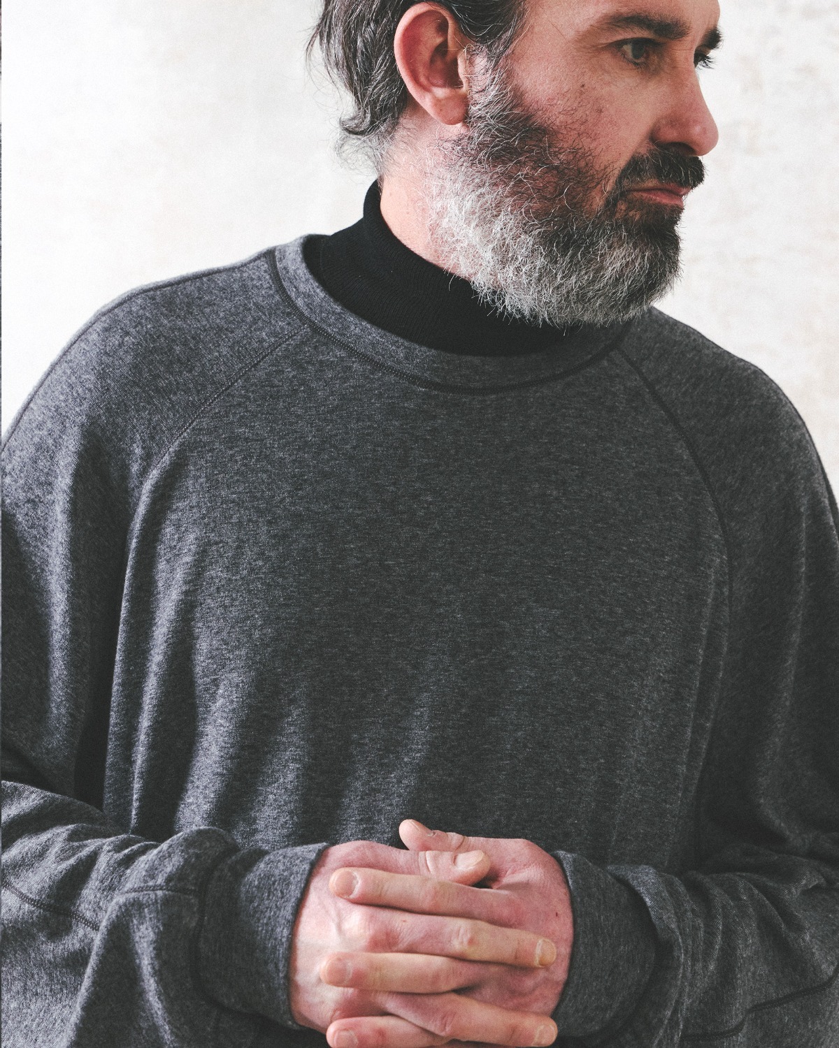 WOOL BINDER L.S T-SHIRTS / MELANGE GREY