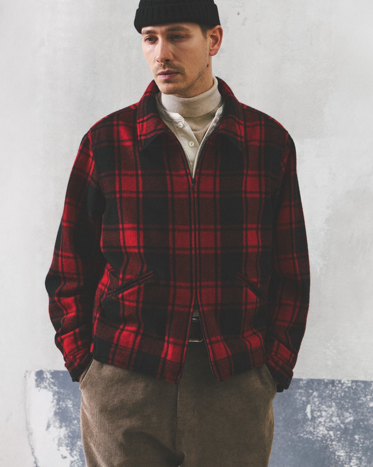 SPORTING RUGGED JACKET / BLACK & RED WOOL CHECK