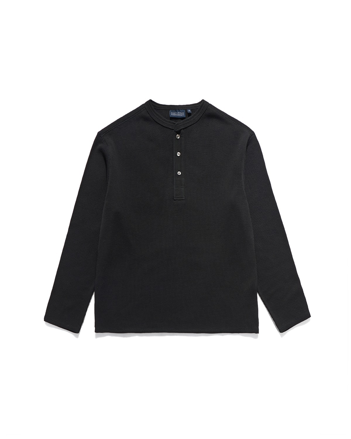 THERMAL HENLEY NECK L.S T-SHIRTS / BLACK