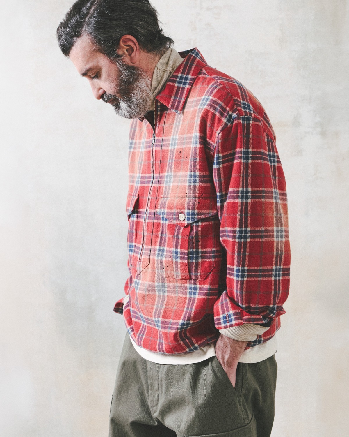 SCOUT PULLOVER SHIRTS / ORANGE & BLUE CHECK