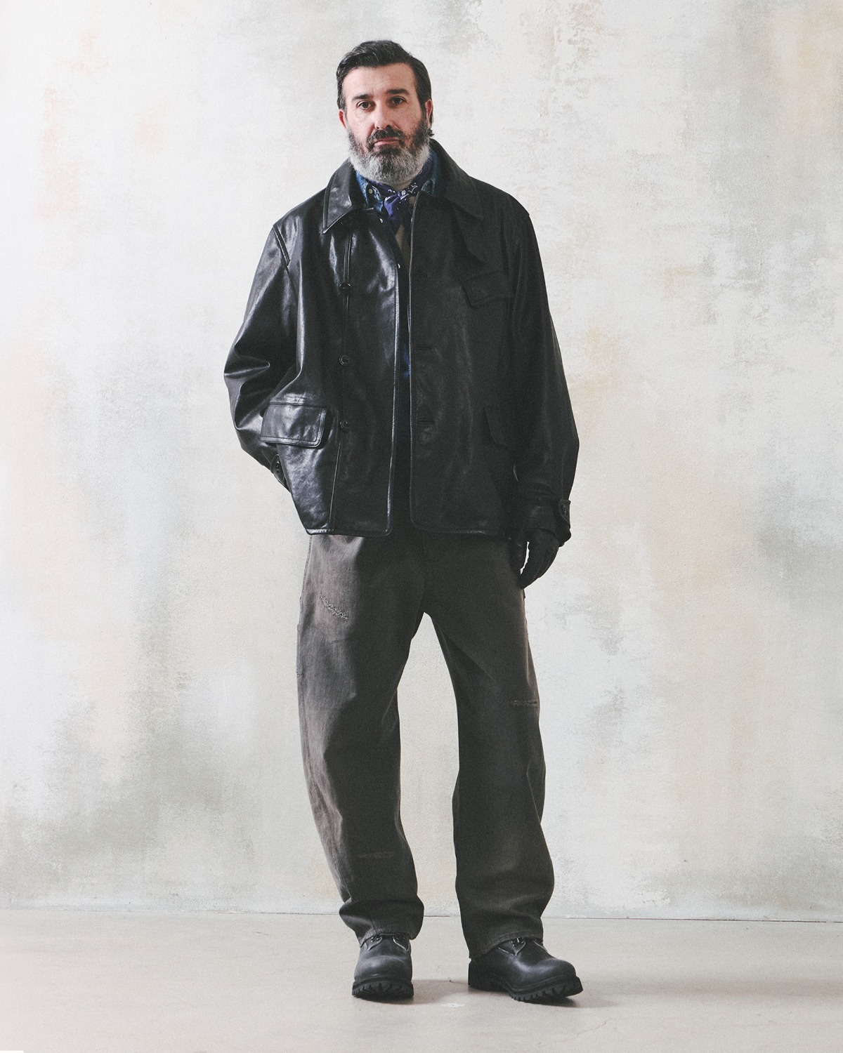 ARCHITECT WORK LEATHER JACKET / BLACK