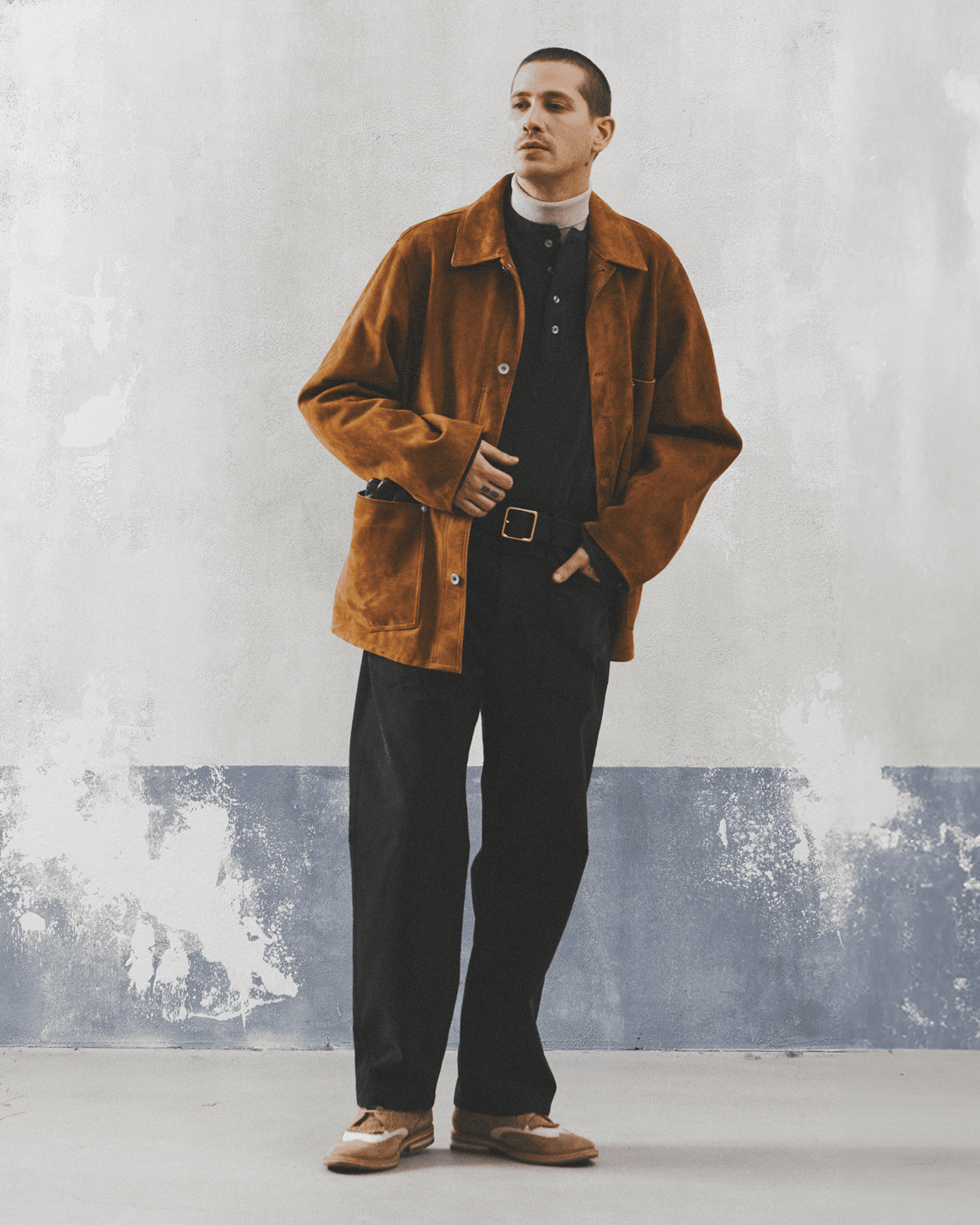 RAILMAN WORK LEATHER JACKET / BEIGE SUEDE