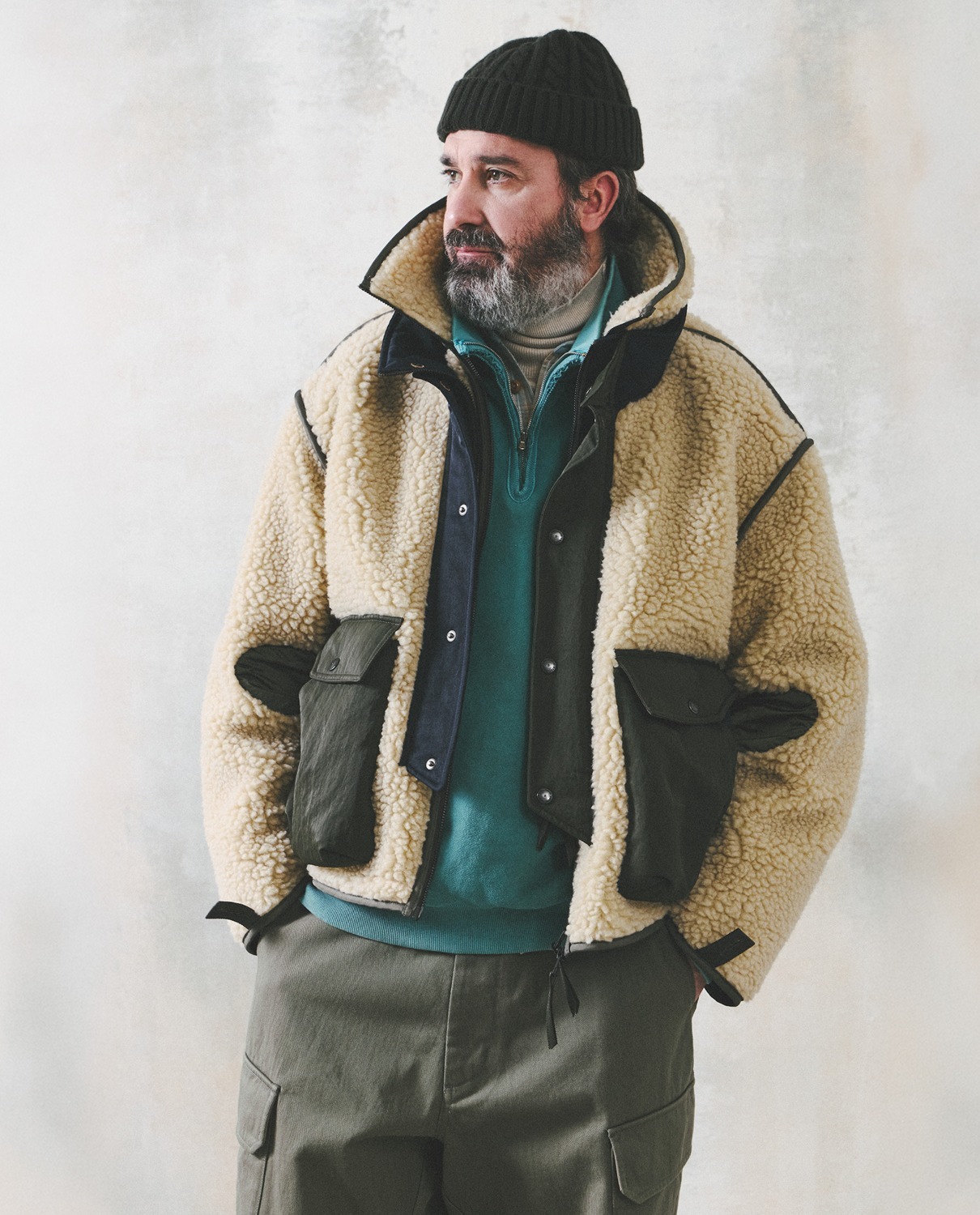 ALPINE LAYERED FLEECE JUMPER / BEIGE