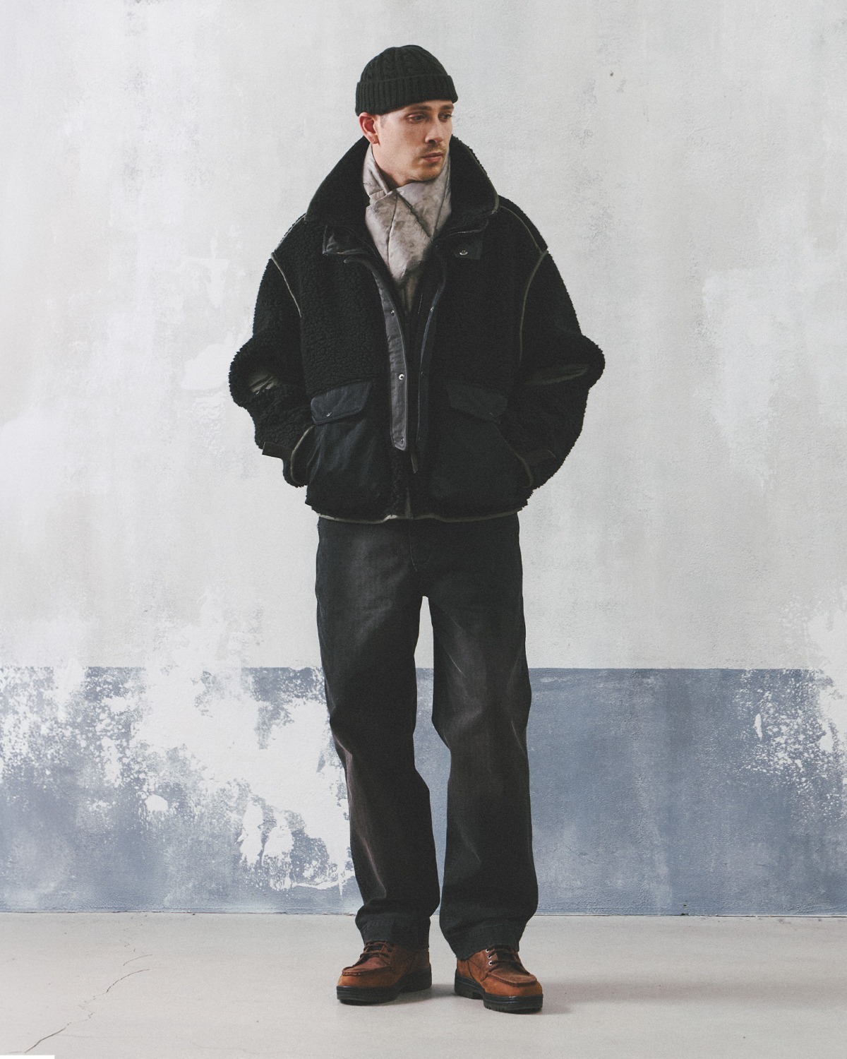 ALPINE LAYERED FLEECE JUMPER / BLACK