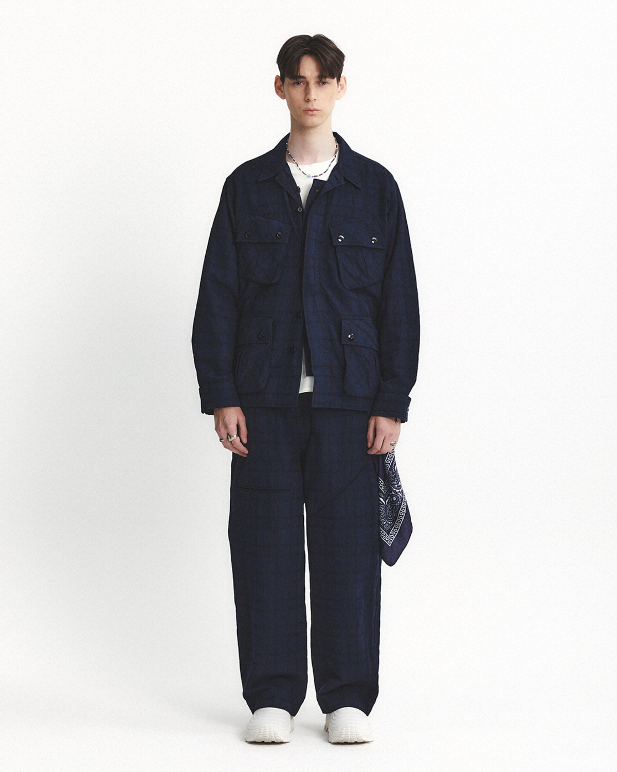 JUNGLE FATIGUE JACKET / NAVY LINEN CHECK - EASTLOGUE