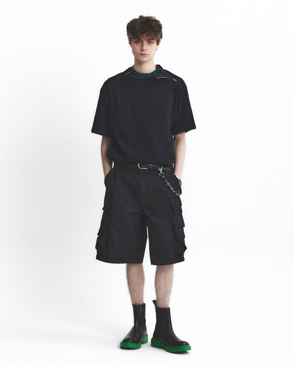 ARMY DOUBLE ZIP T-SHIRT / BLACK - EASTLOGUE