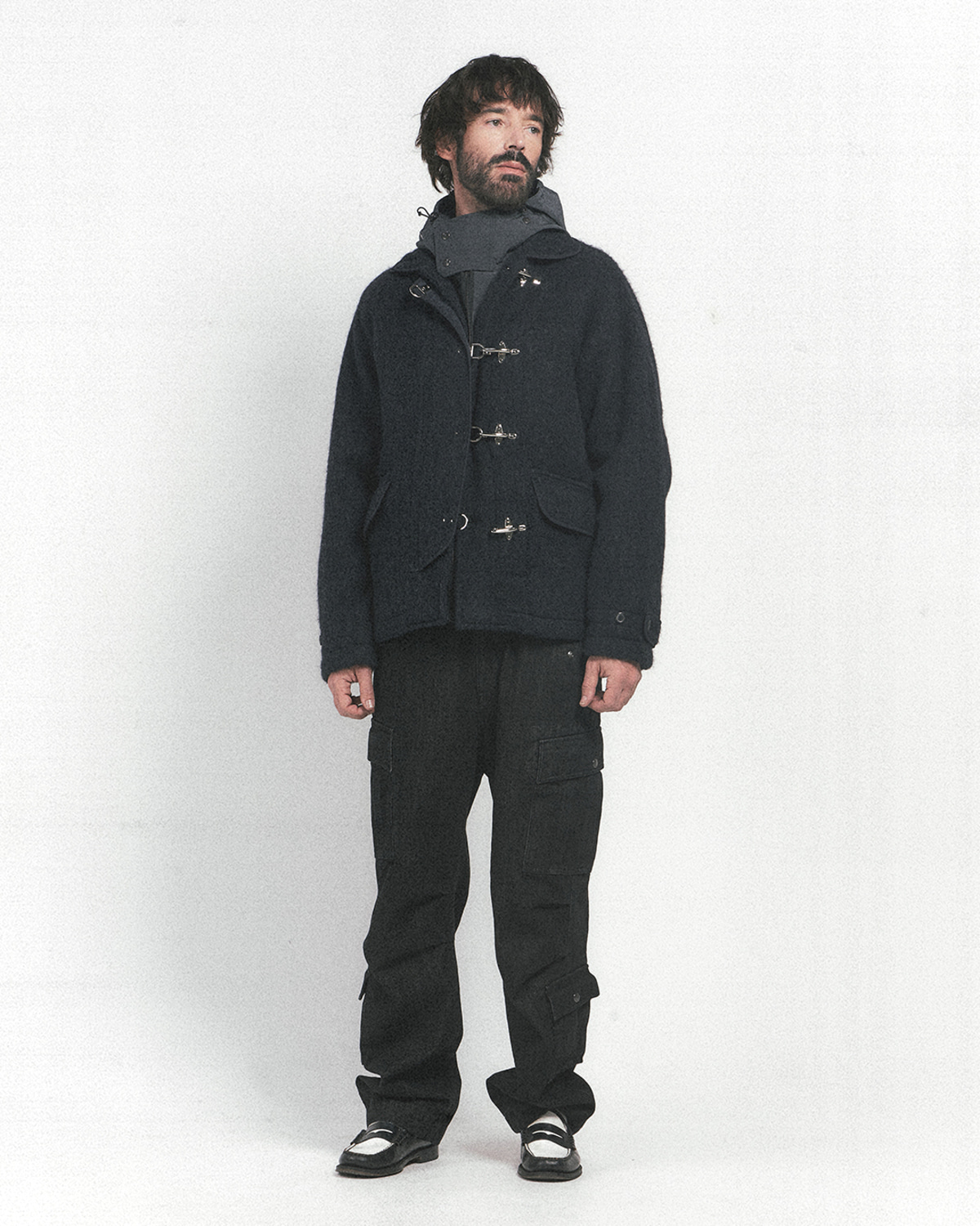 FIREMAN JACKET / ASHED BLACK MELTON WOOL | EASTLOGUE