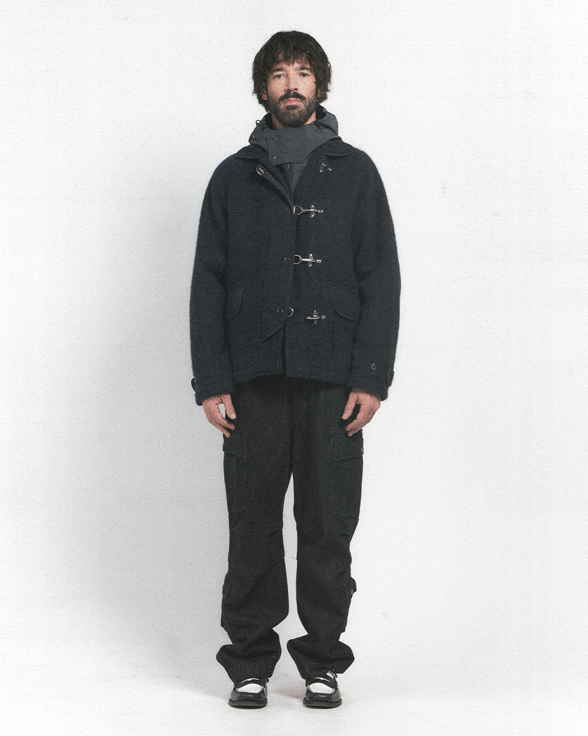 FIREMAN JACKET / ASHED BLACK MELTON WOOL | EASTLOGUE