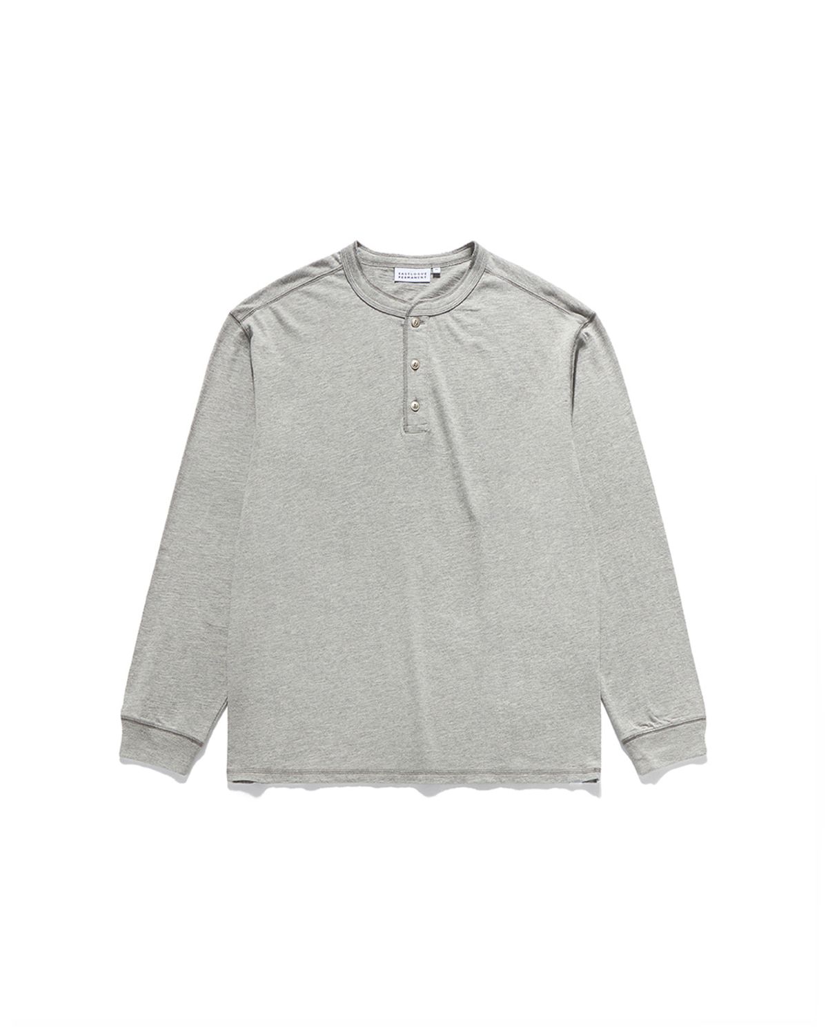 HENLEY NECK L.S T-SHIRTS / MELANGE GREY - EASTLOGUE