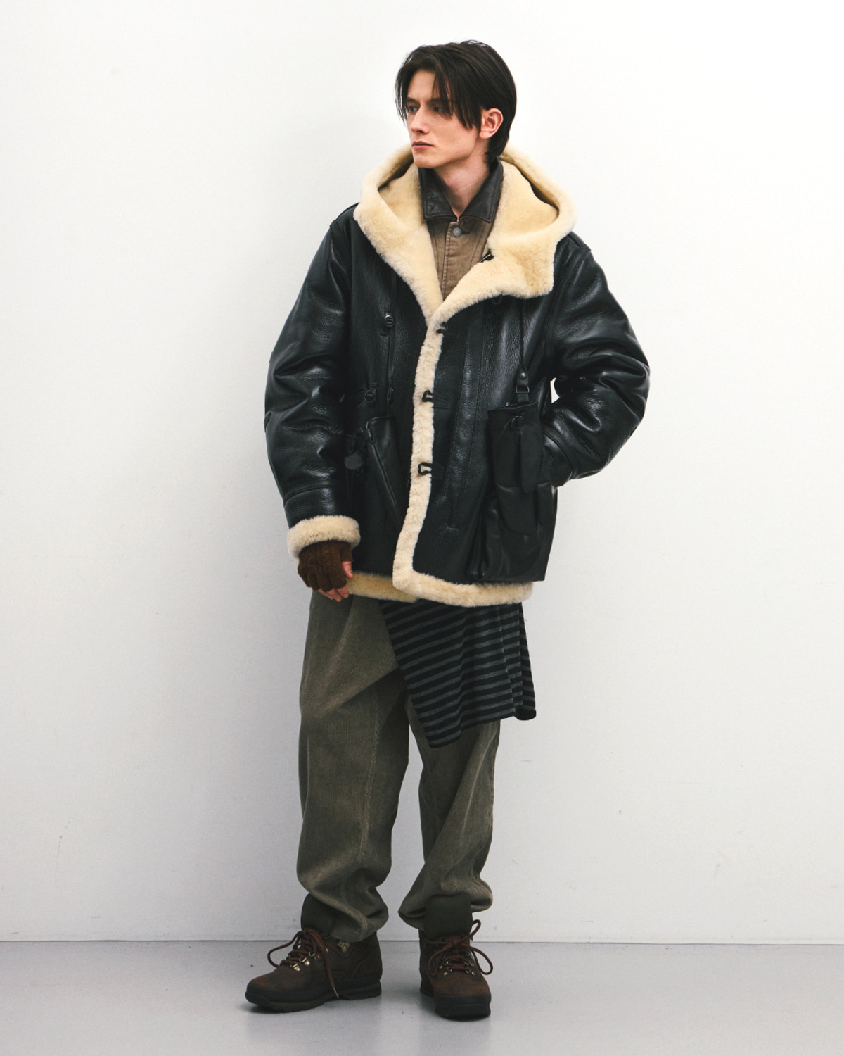 NAVIGATOR HOODIE MOUTON PARKA / BLACK - EASTLOGUE