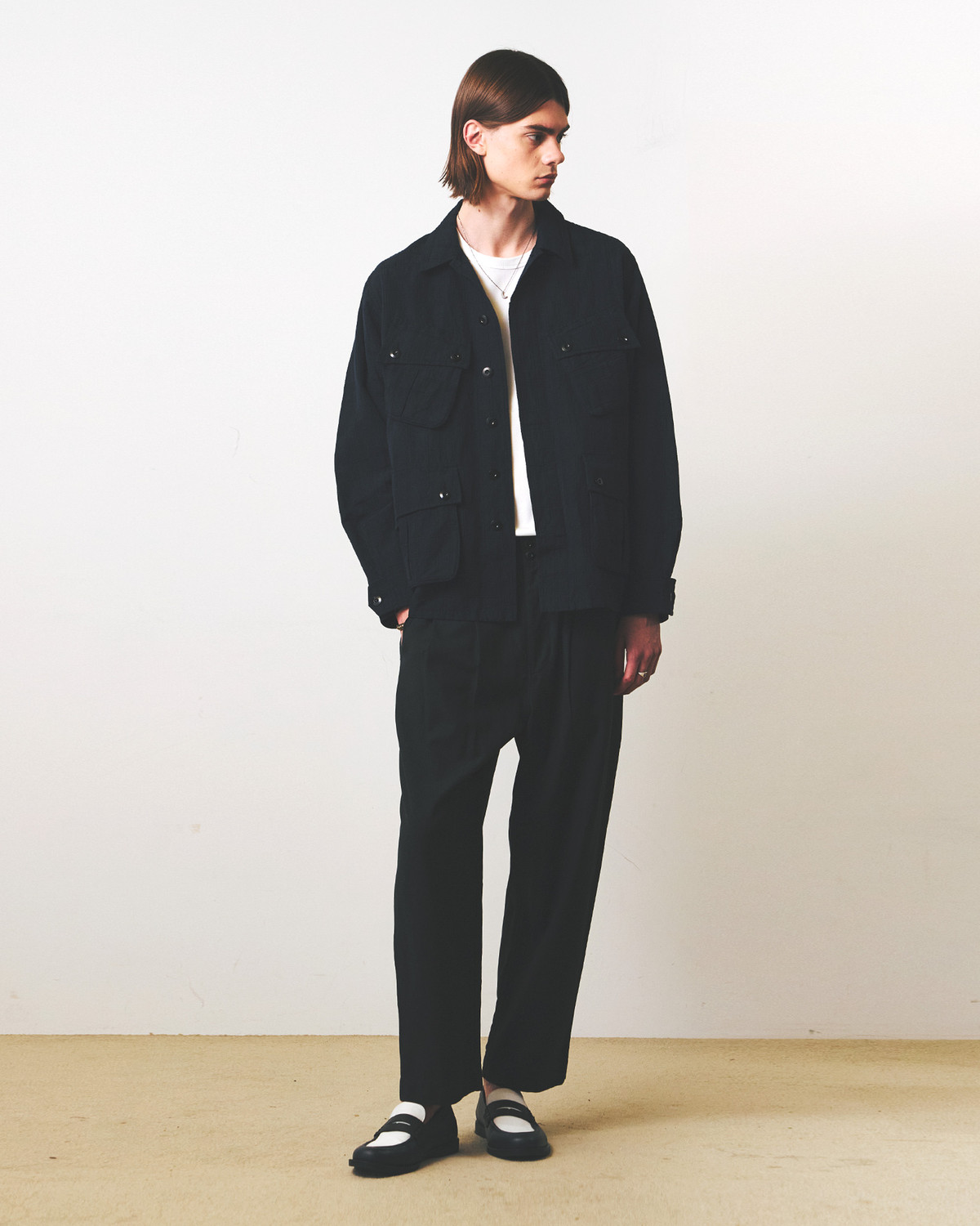 JUNGLE FATIGUE JACKET / NAVY LINEN CHECK - EASTLOGUE