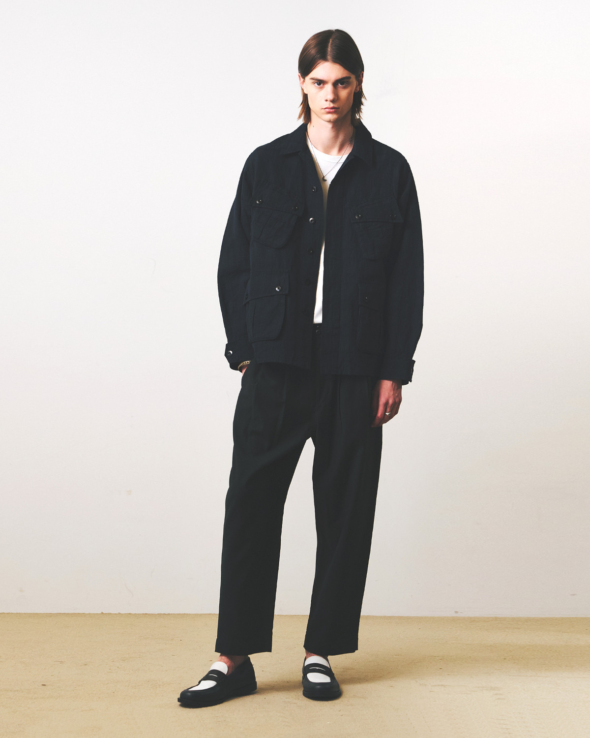 JUNGLE FATIGUE JACKET / NAVY LINEN CHECK - EASTLOGUE