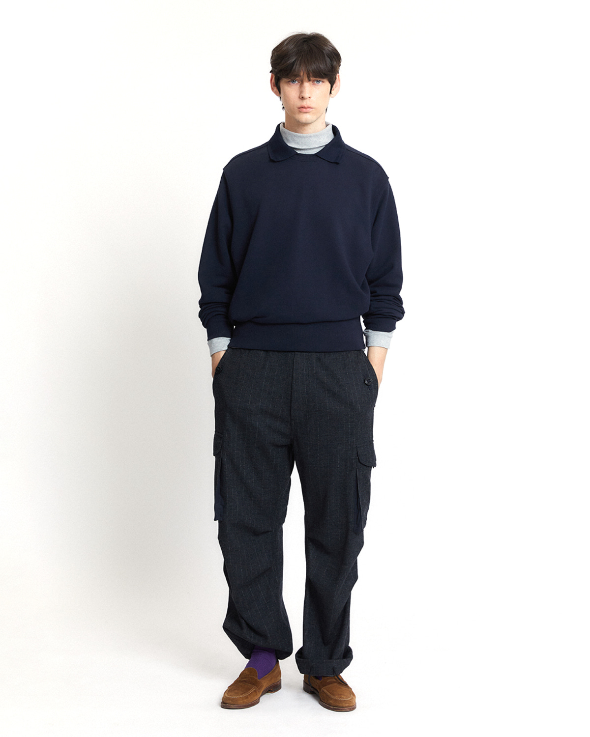 COMBAT EASY PANTS / GREY CHALK STRIPE - EASTLOGUE COMBAT EASY PANTS / GREY CHALK STRIPE - EASTLOGUE