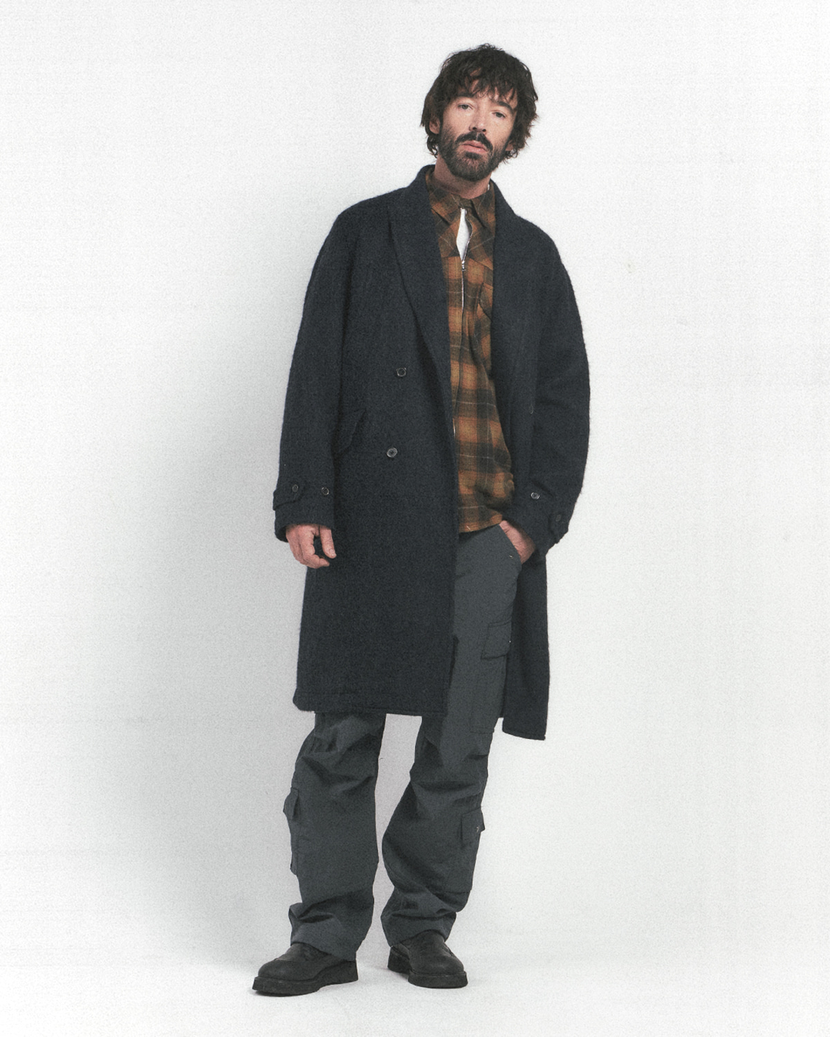 CHESTER FIELD COAT / NAVY HAIRY WOOL - EASTLOGUE
