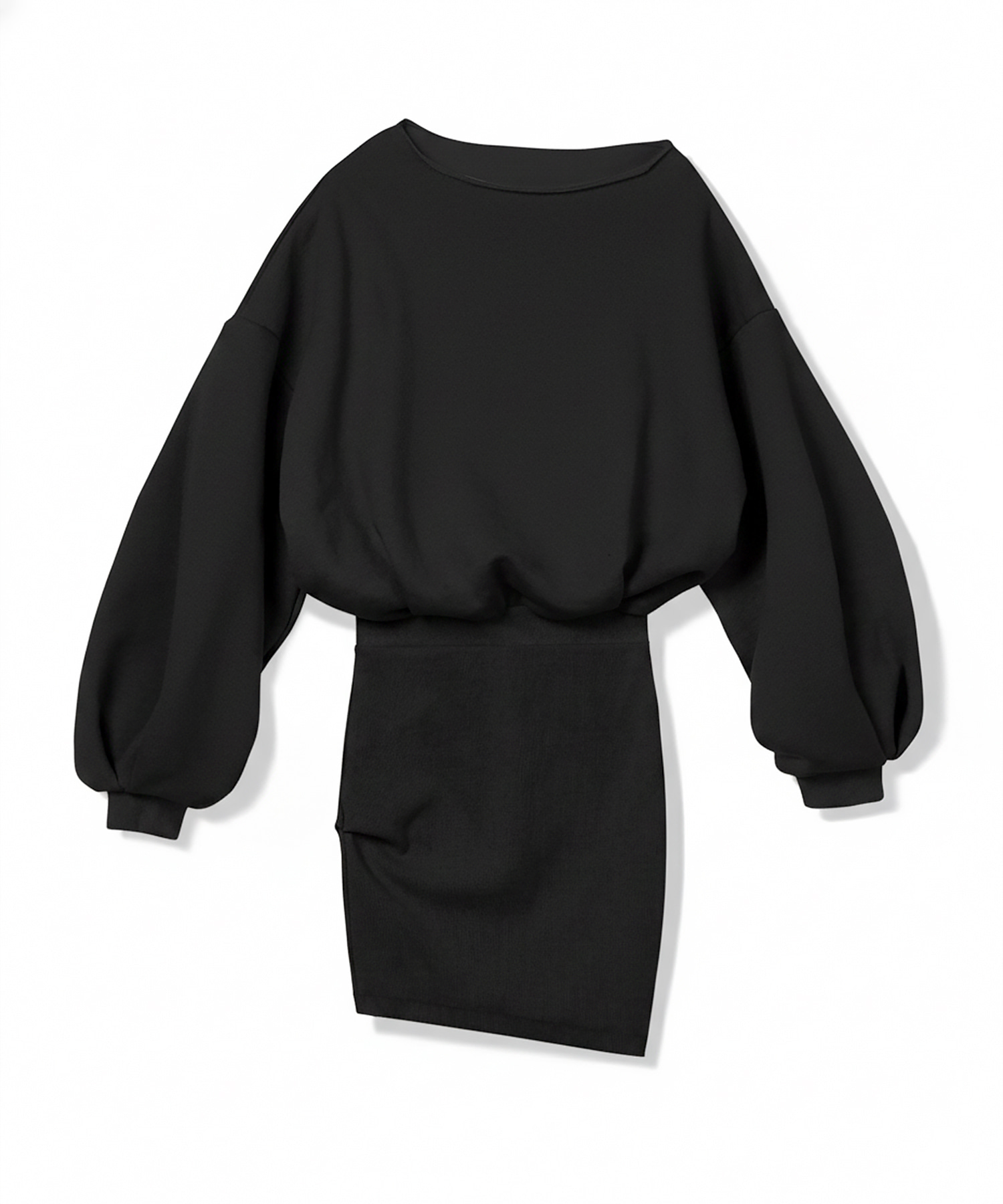 에시메트릭 스웨트 미니 드레스 - 블랙