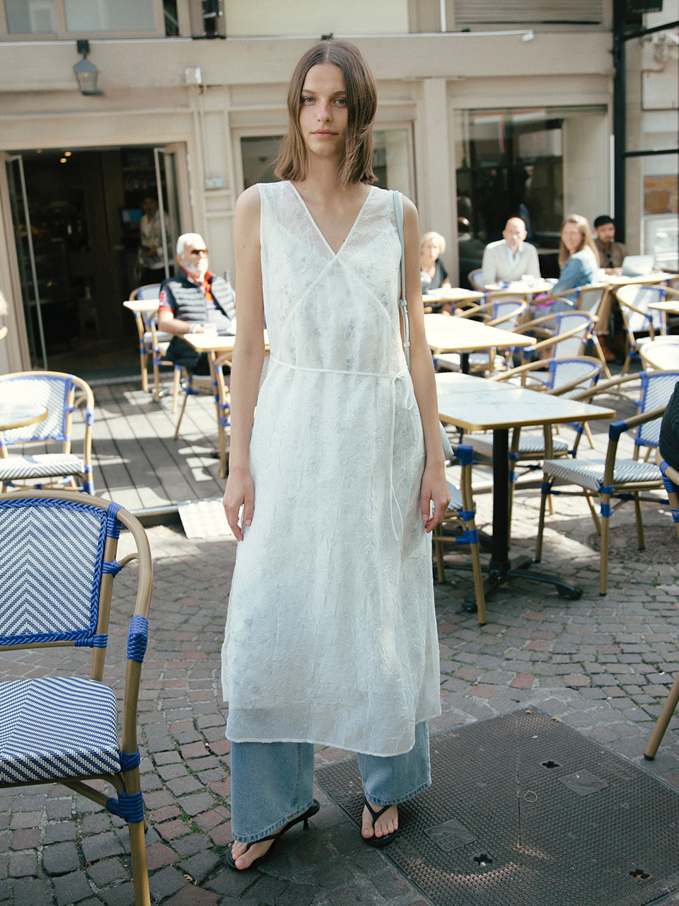 SET] Printed Slip Dress + Sheer Sleeveless Dress SW5MO276_2color