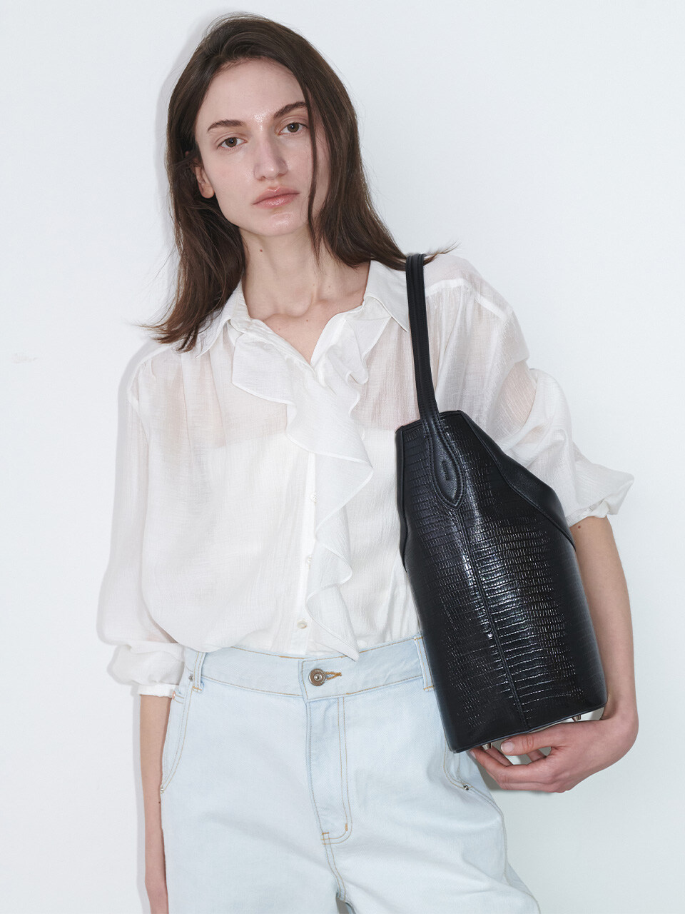 Ruffled See-through Shirt SW5SB128_2color - LOEUVRE