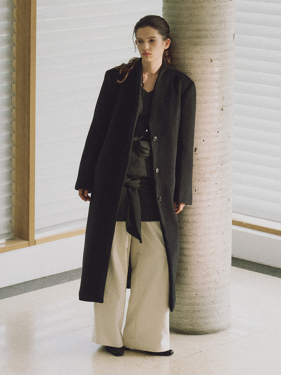 Cashmere Blend Single Long Coat SW5WH425-9E - LOEUVRE
