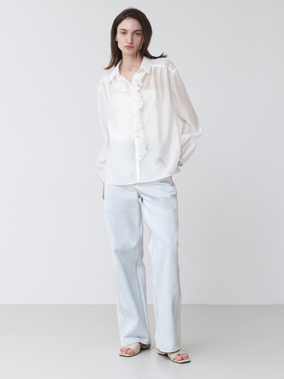 Ruffled See-through Shirt SW5SB128_2color - LOEUVRE