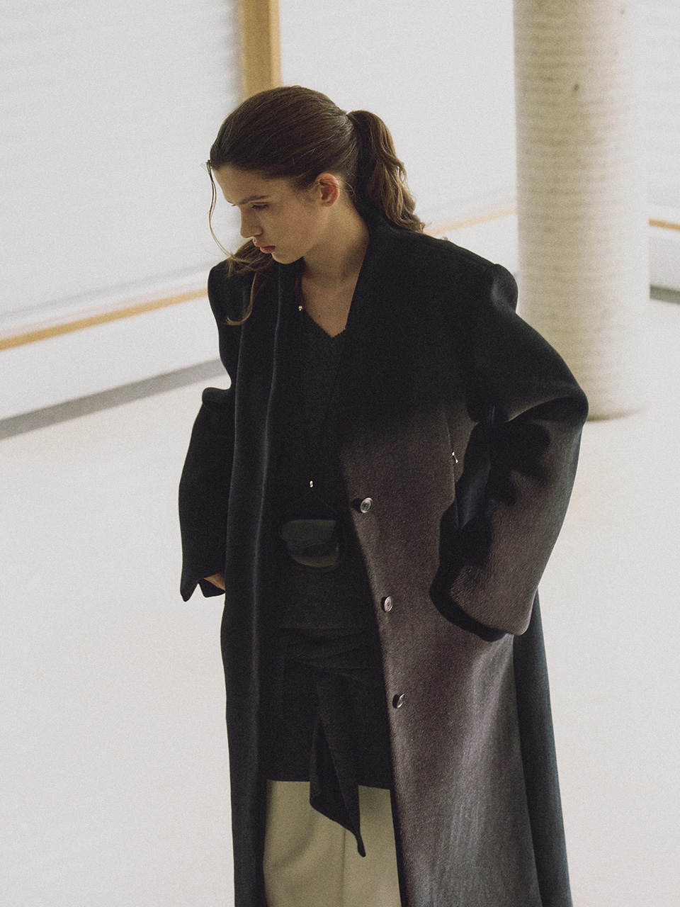 Cashmere Blend Single Long Coat SW5WH425-9E - LOEUVRE