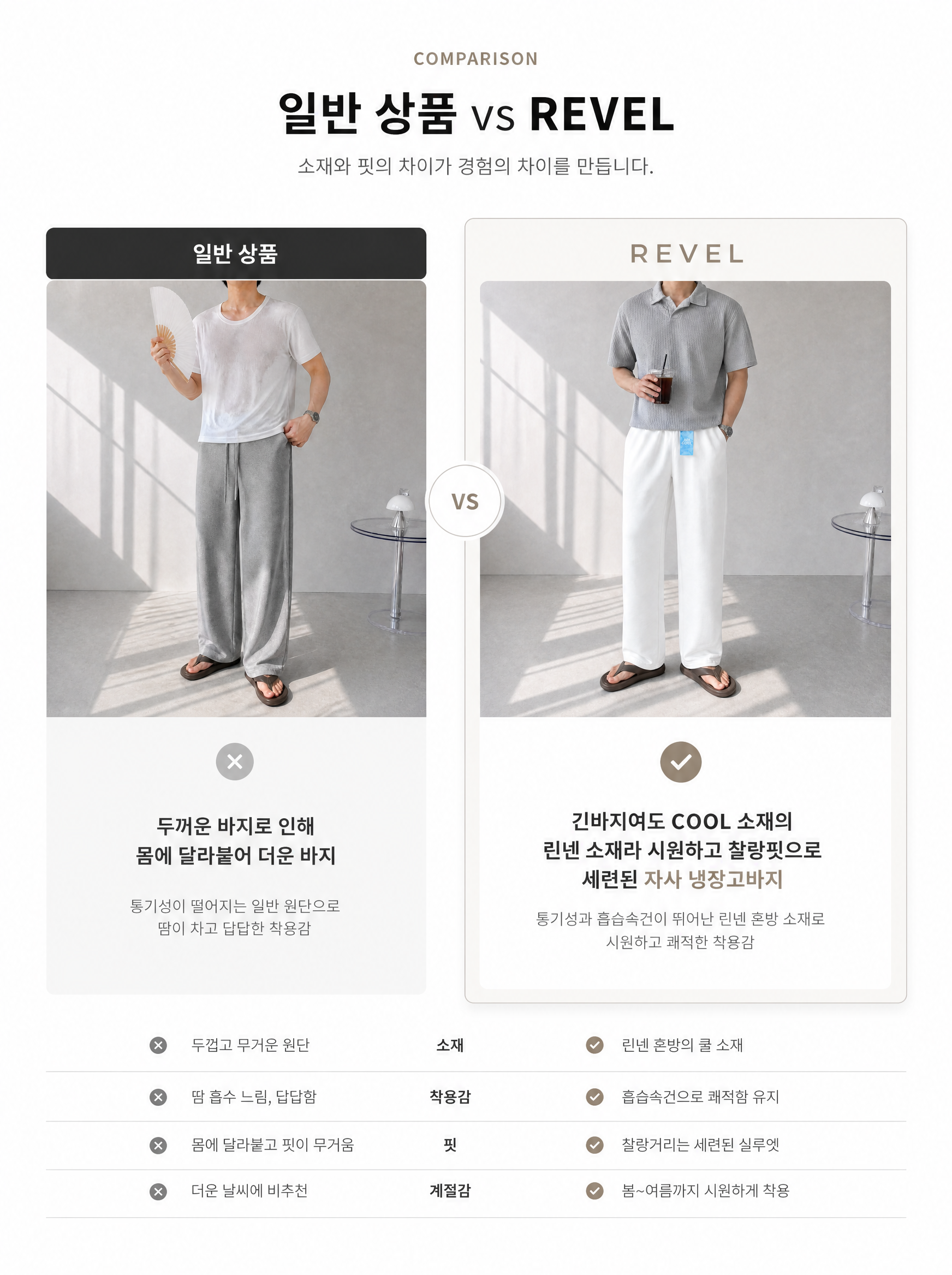 쿠마 린넨냉장고와이드팬츠 1+1