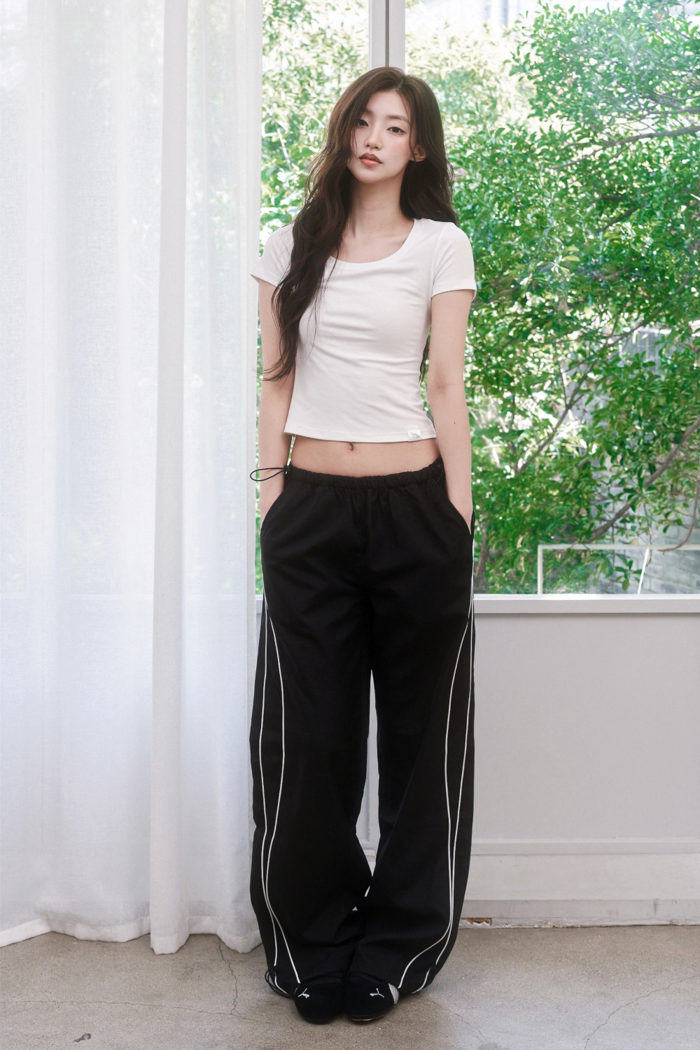 PIPE SIDE LINE TRACK PANTS - 2 COLORS BLACK