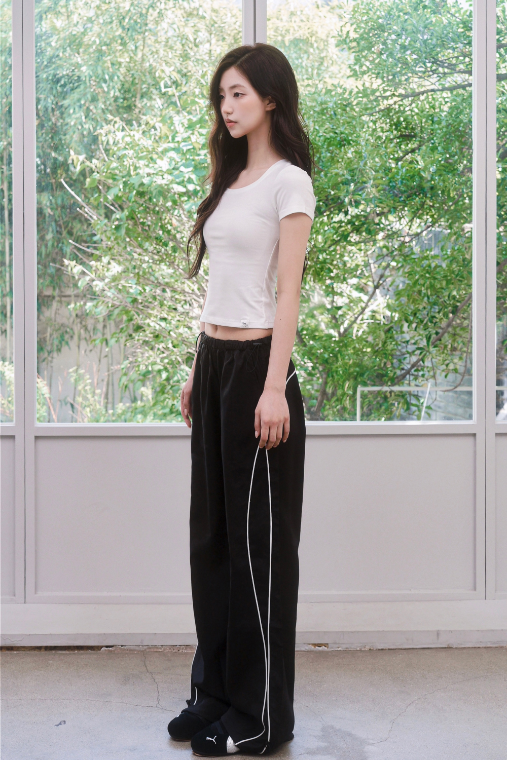 PIPE SIDE LINE TRACK PANTS - 2 COLORS BLACK