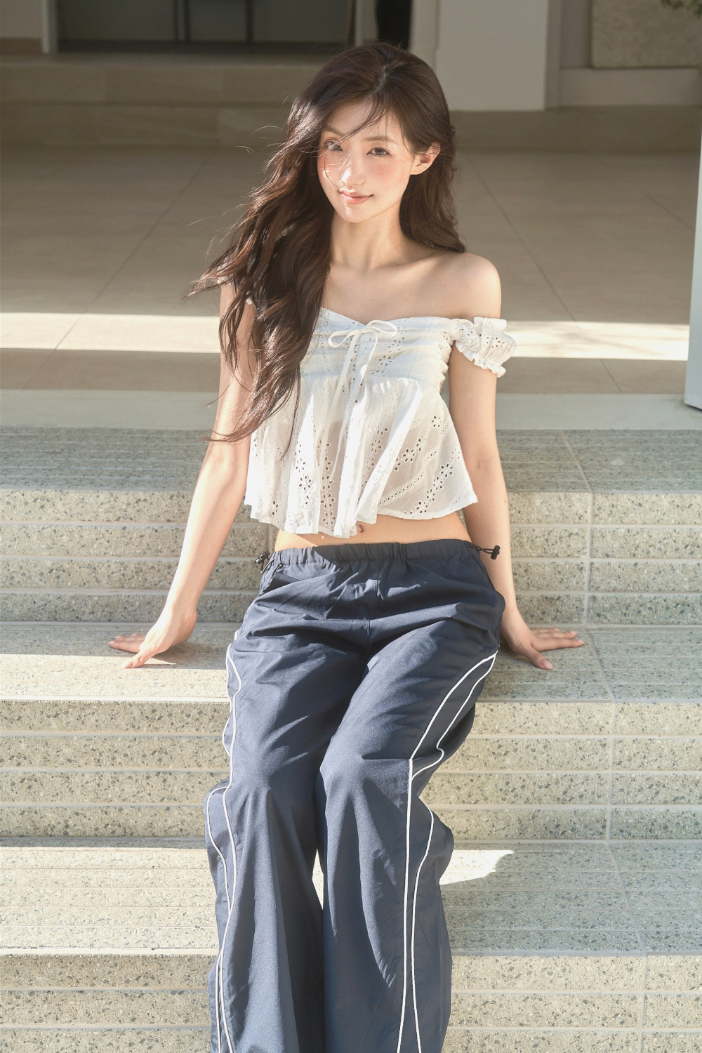 PIPE SIDE LINE TRACK PANTS - 2 COLORS NAVY