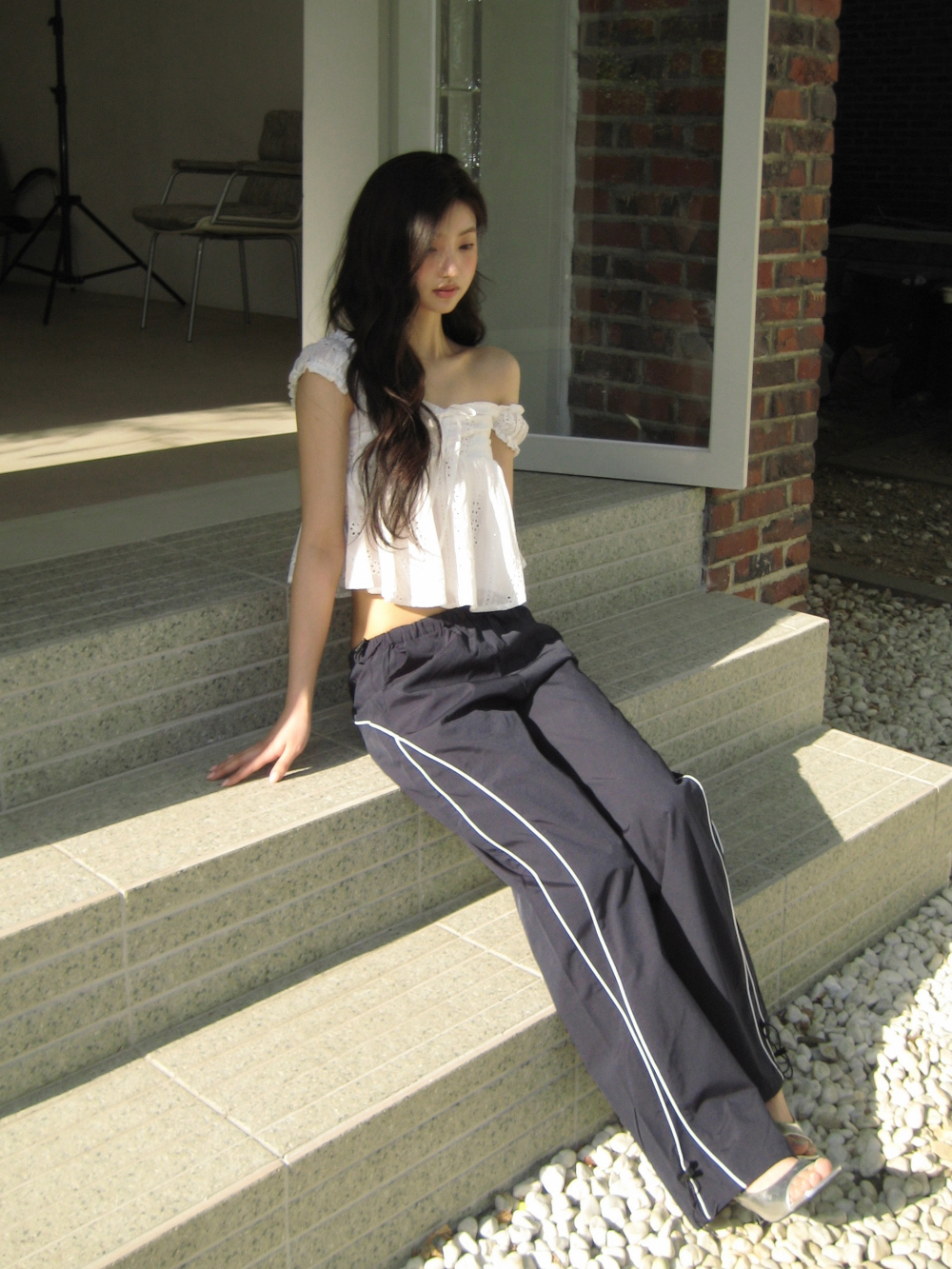 PIPE SIDE LINE TRACK PANTS - 2 COLORS NAVY