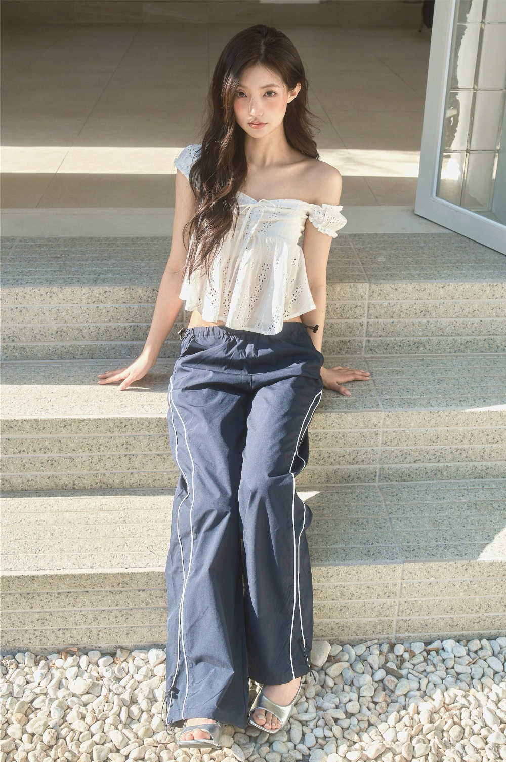 PIPE SIDE LINE TRACK PANTS - 2 COLORS NAVY