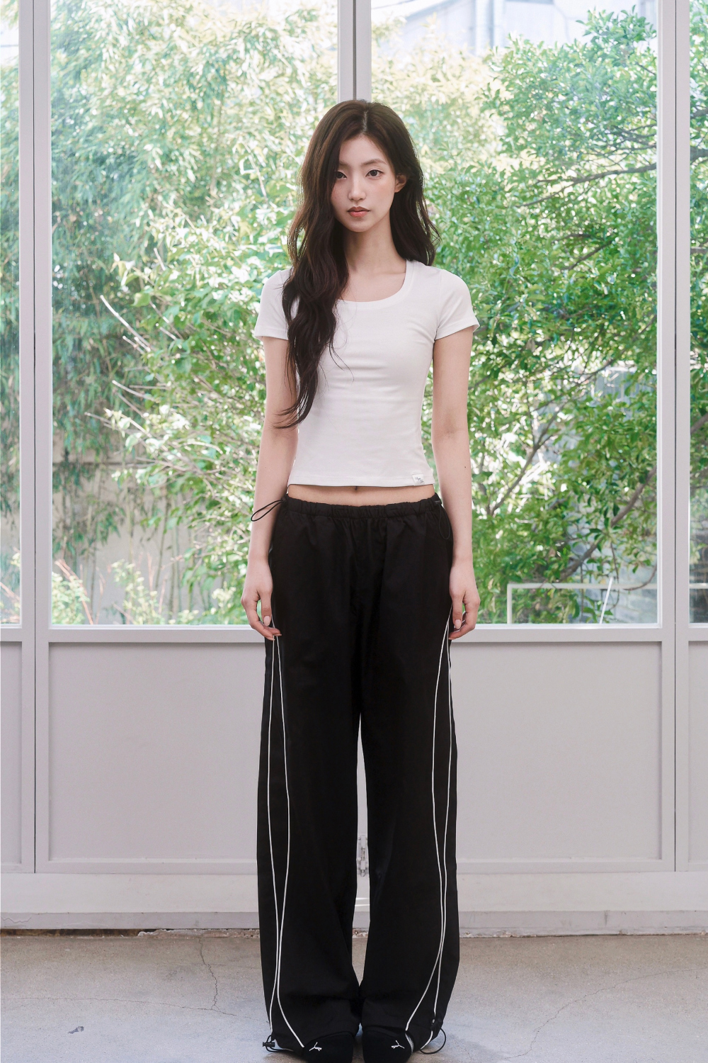 PIPE SIDE LINE TRACK PANTS - 2 COLORS BLACK