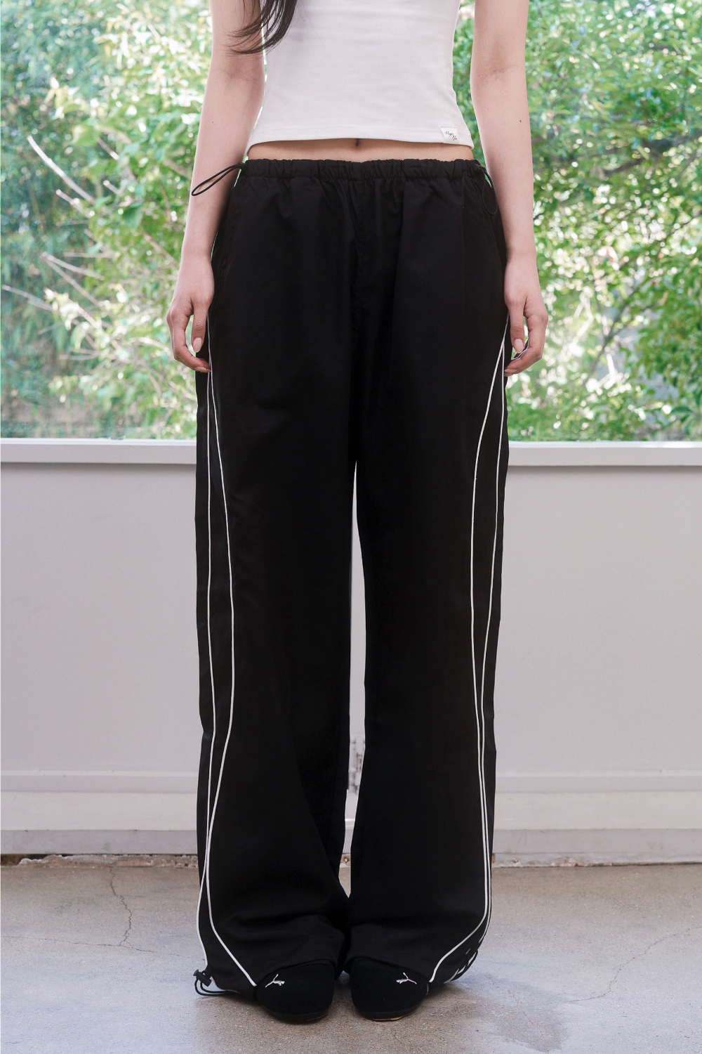 PIPE SIDE LINE TRACK PANTS - 2 COLORS BLACK