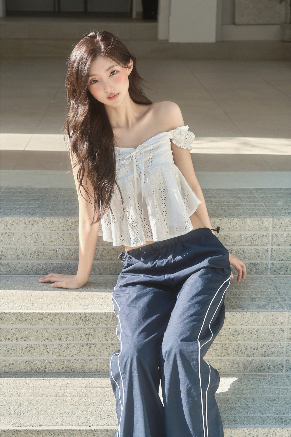 PIPE SIDE LINE TRACK PANTS - 2 COLORS NAVY