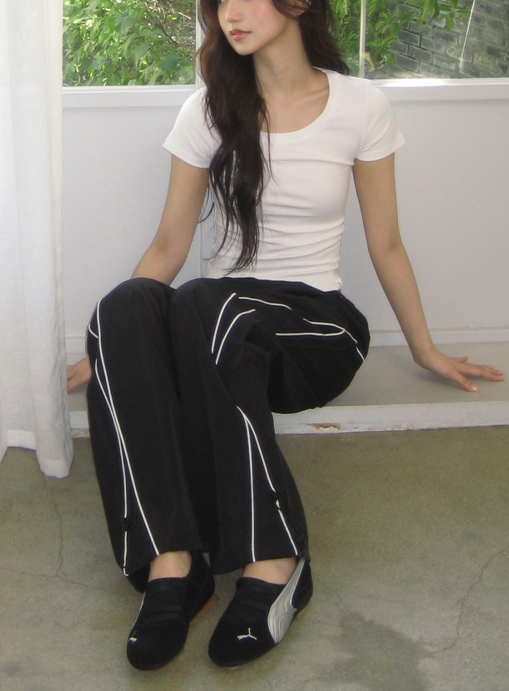 PIPE SIDE LINE TRACK PANTS - 2 COLORS BLACK