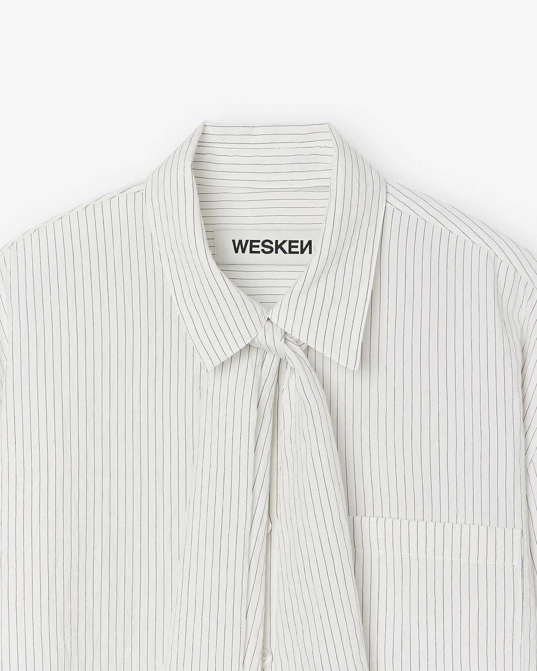 UNISEX] STRIPED TIE SHIRTS (IVORY) | 웨스켄