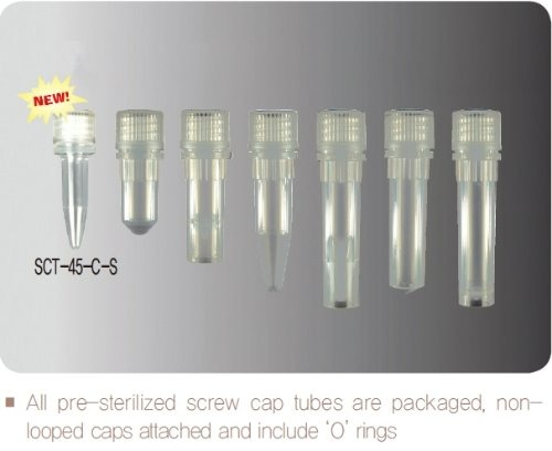 0.5ml, 1.5ml and 2.0ml Pre-Sterilized Screw Cap Tubes (스크류 캡 튜브 - 멸균)