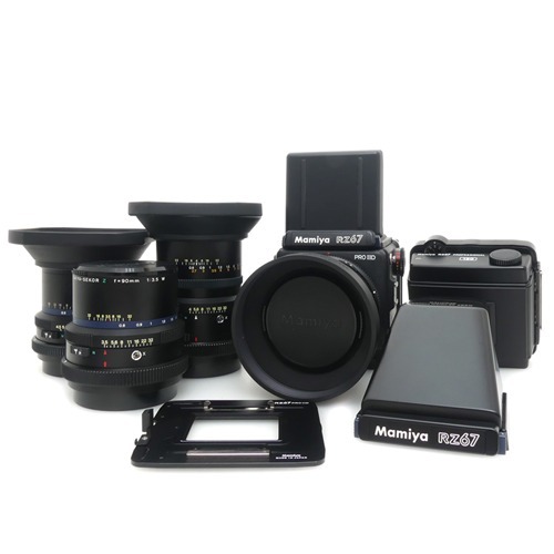 [중고-위탁판매] 마미야 Mamiya RZ67 PRO II D BODY + RZ67 Pro II 120 Roll Film Back Holder  * RZ67 110mm , 90mm , 65mm , 50mm Lens + HX701 Digital Back Adapter + RZ67 AE PRISM FINDER + 120 Film Back Holder + 후드,스트랩포함 (A+)