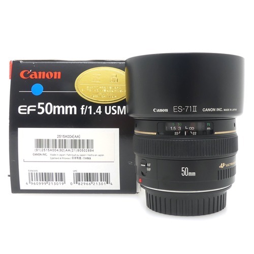 [중고] 캐논 Canon EF 50mm F1.4 USM 정품 , 박스품 + ES-71 II 후드포함 (A+)