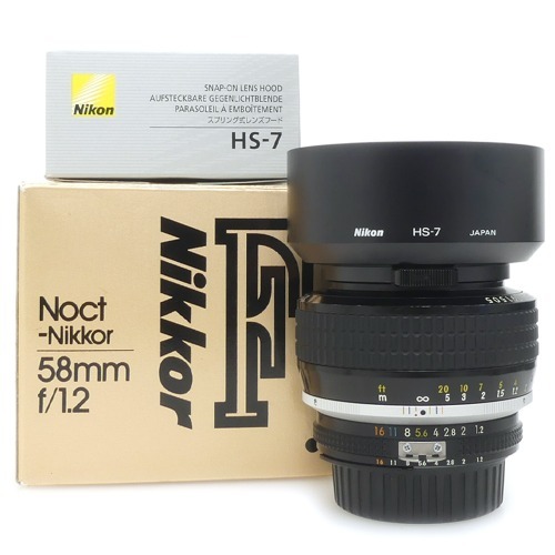 [중고] 니콘 Nikon Ai-s Noct-NIKKOR 58mm F1.2 박스품 + 니콘 HS-7 후드 박스품 (A+)