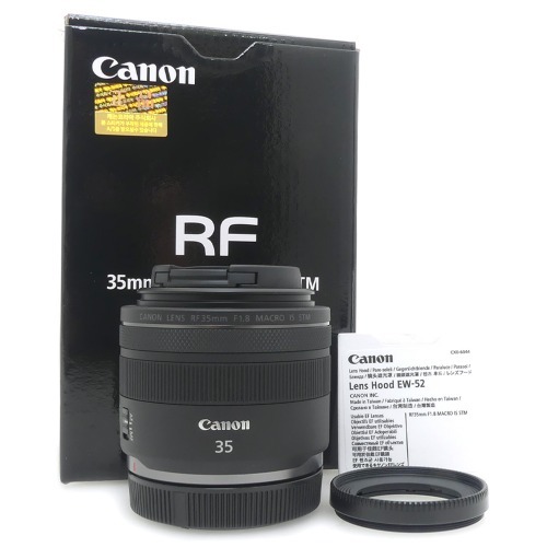 [중고] 캐논 Canon RF 35mm F1.8 MACRO IS STM 정품 ,박스품 + 캐논 EW-52 후드 ,박스품 - 무상서비스 기간 2025년 7월 13일 (S)