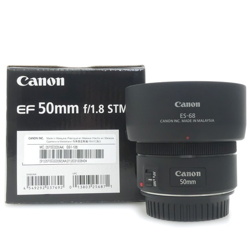 [중고-위탁판매] 캐논 Canon EF 50mm F1.8 STM 정품 , 박스품 + 캐논 ES-68 후드포함 (S)