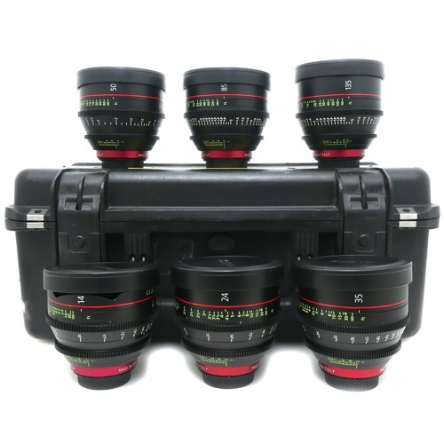 [중고-위탁판매] 캐논 Canon CINEMA EOS EF LENS CN-E14MM T3.1 L F + CN-E24MM T1.5 L F + CN-E35MM T1.5 L F + CN-E50MM T1.3 L F + CN-E85MM T1.3 L F + CN-E135MM T2.2 L F - 총 6개 렌즈 , 케이스포함 (A+)