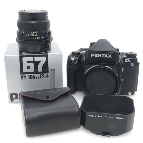 [중고] 펜탁스 PENTAX 67II BODY + 펜탁스 PENTAX 67 SMC 105mm F2.4 박스품 + 펜탁스 PH-SB 67mm 후드 , 스트랩포함 (A+)