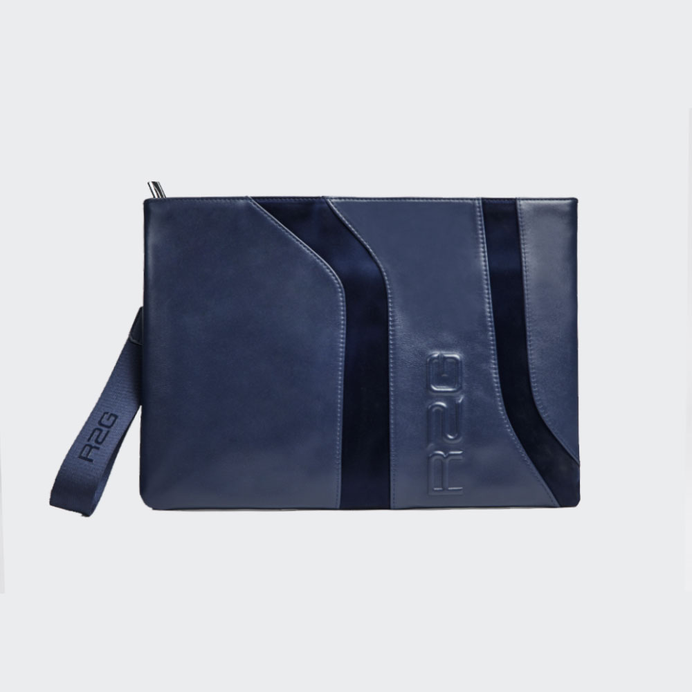 Hand-made Leather Clutch Bag - Navy