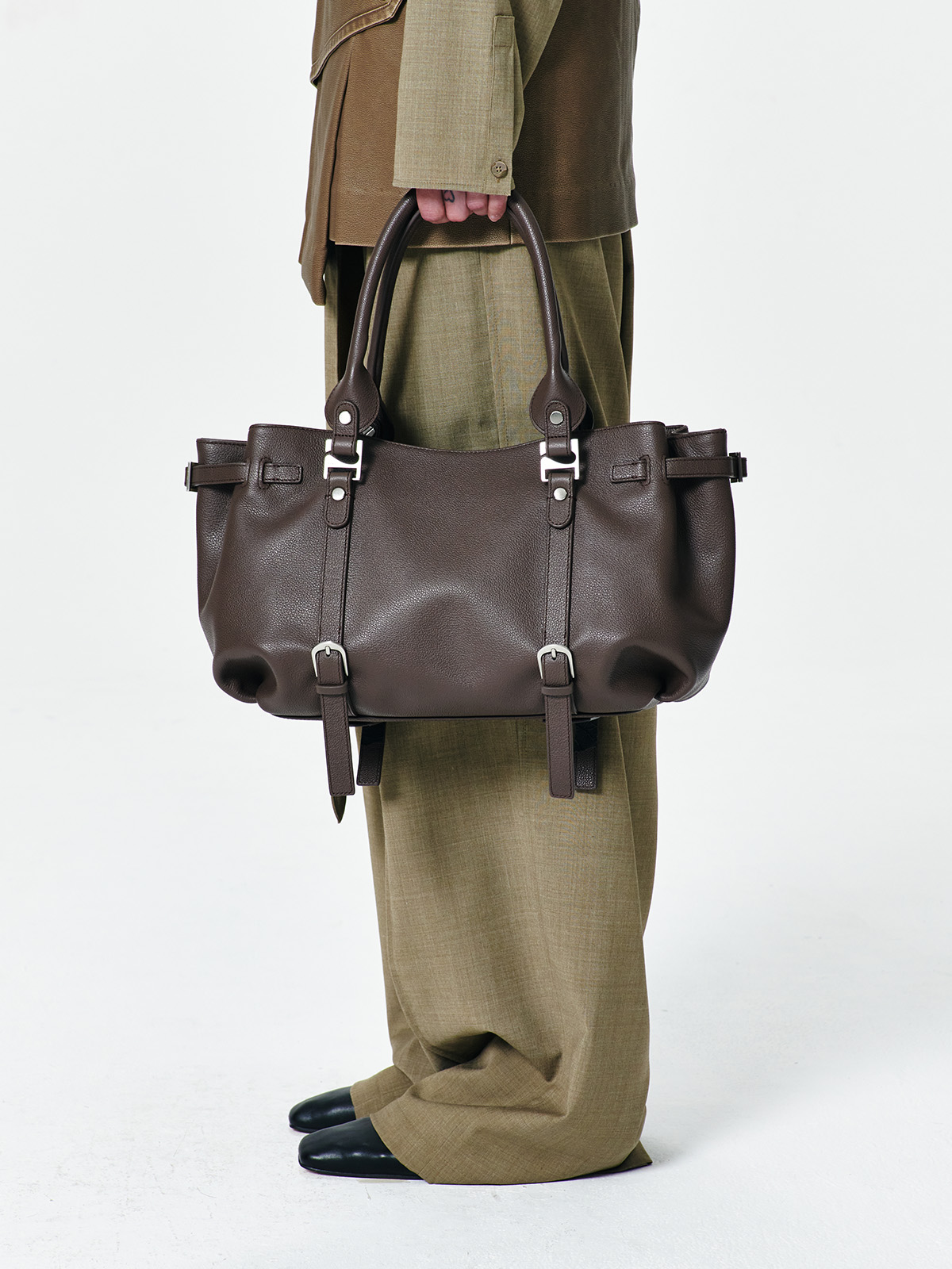 ★AHNI★ Ruskin tote bag_Black Ruskin tote bag_Brown - AHNI