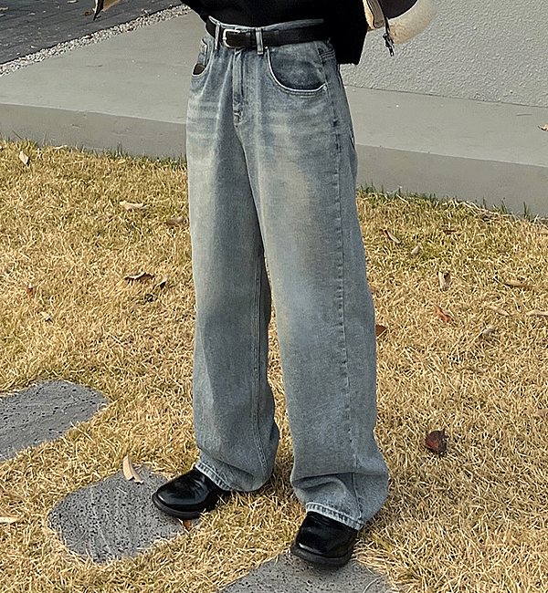 Paul wide washing denim pants (1color)