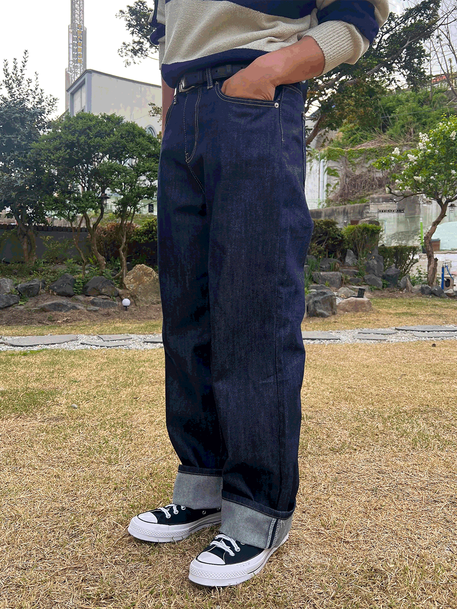 Tomson wide roll up denim (1color)