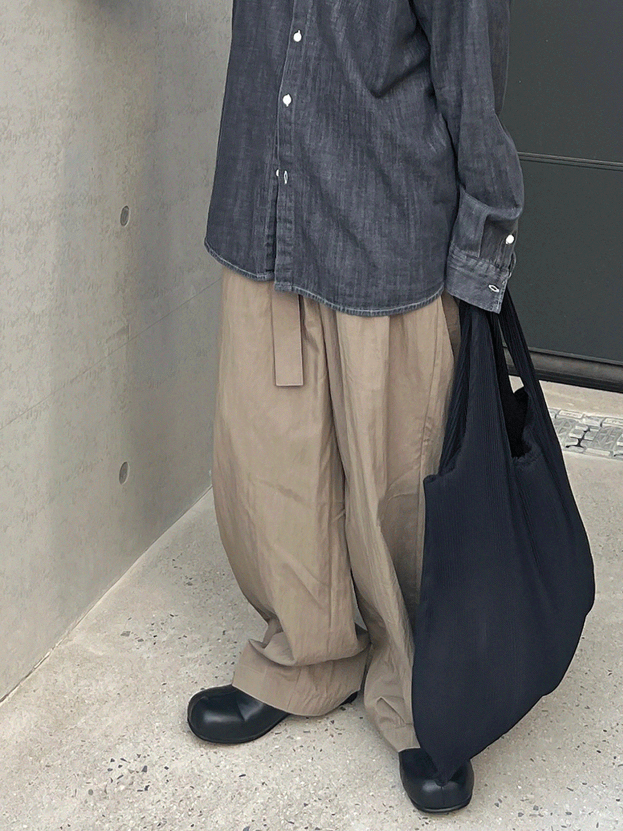 Tating belted nylon pants (3color)