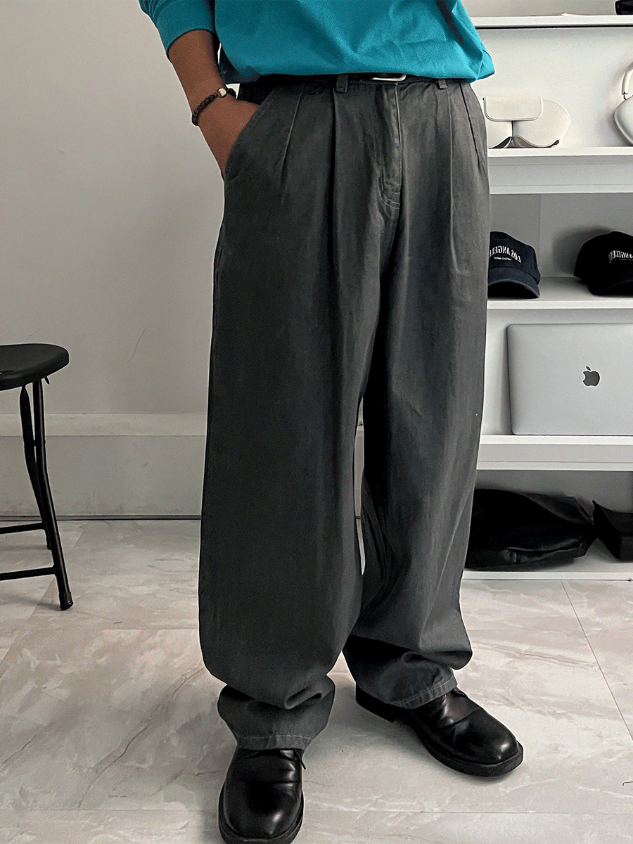 Topi two tuck wide denim (2color)